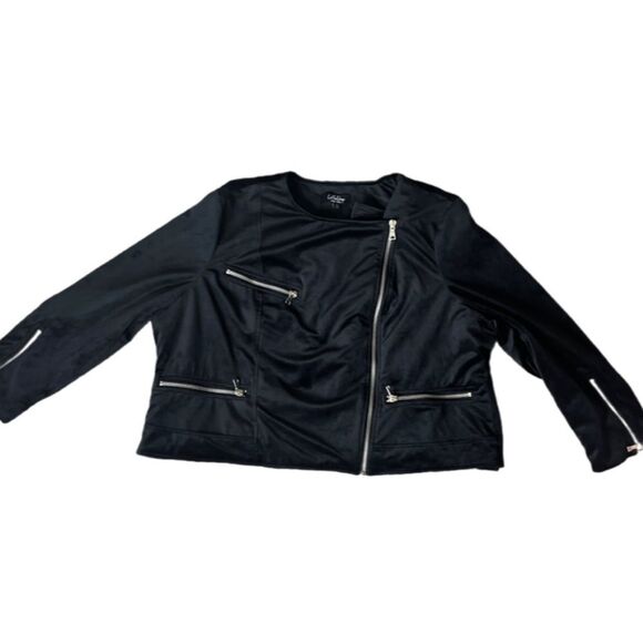 Jackets & Blazers - Coffeeshop black velvet moto jacket